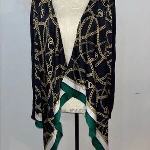 Michael Kors Black Chain Print Cardigan with Scarf Detail